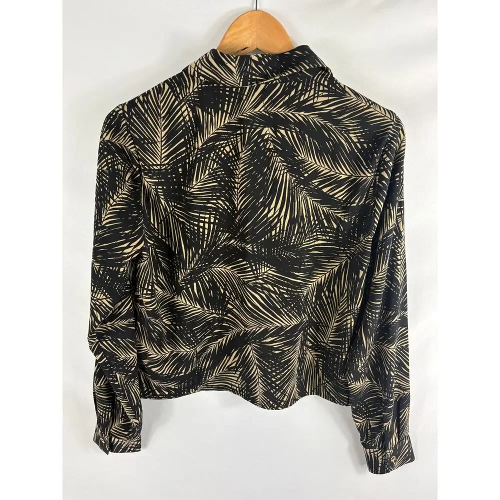 Michael Kors Tropical Print Long Sleeve Button Down Shirt Size Small